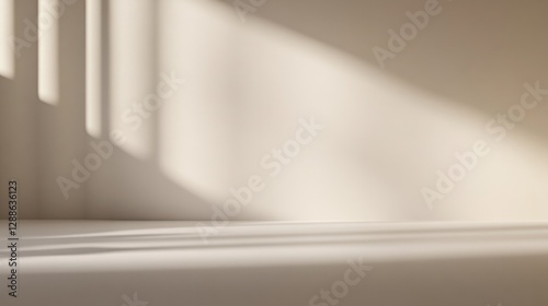 Soft shadows dance across minimalist surface, creating serene am