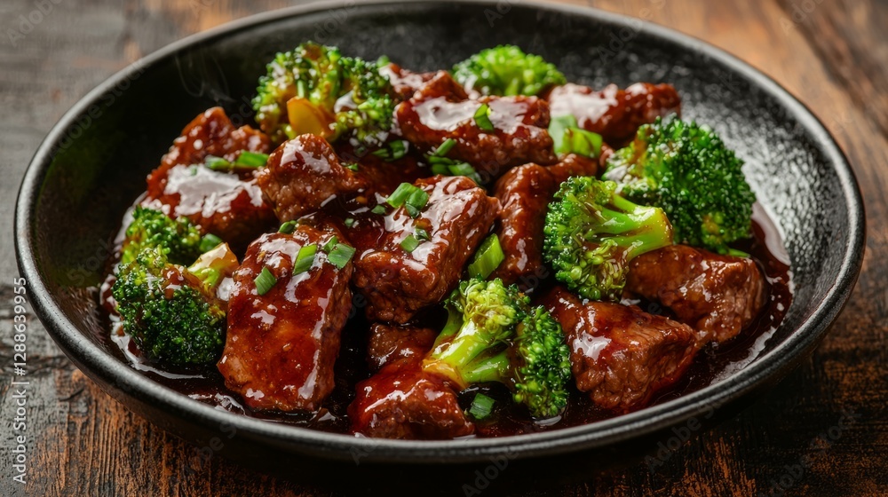 Delicious stir-fried beef with broccoli in a rich sauce Delicious stir-fried beef with broccoli in a rich sauce