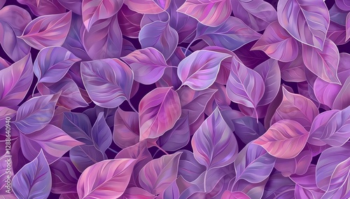 Seamless pattern with purple leaves. Abstract background with copy space.