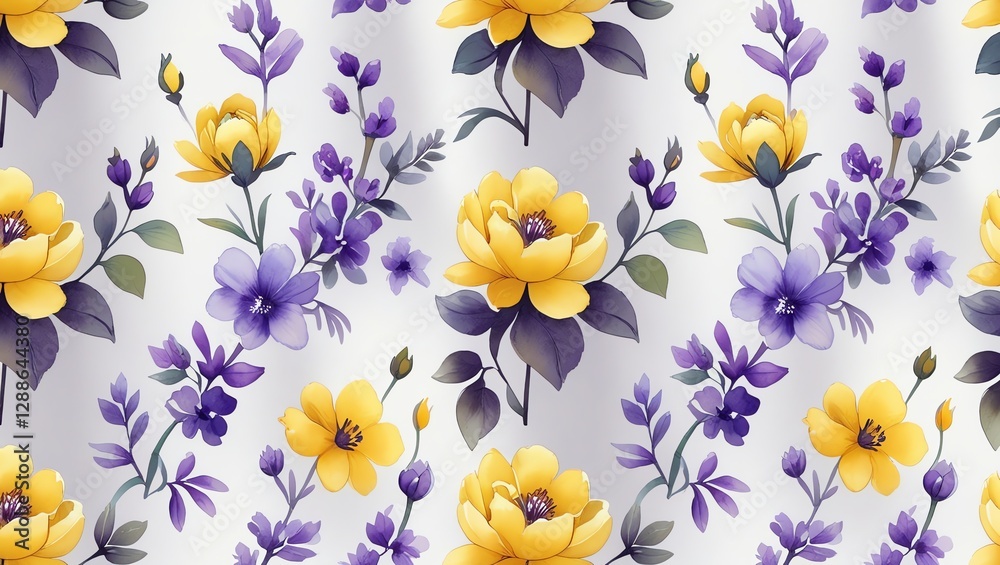 Fototapeta premium Seamless colorful Floral Pattern on White Background