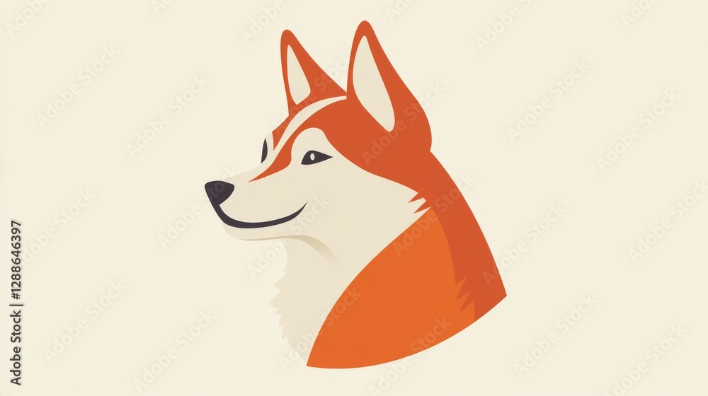 Obraz premium Illustrated portrait of a smiling siberian husky dog with orange and white fur