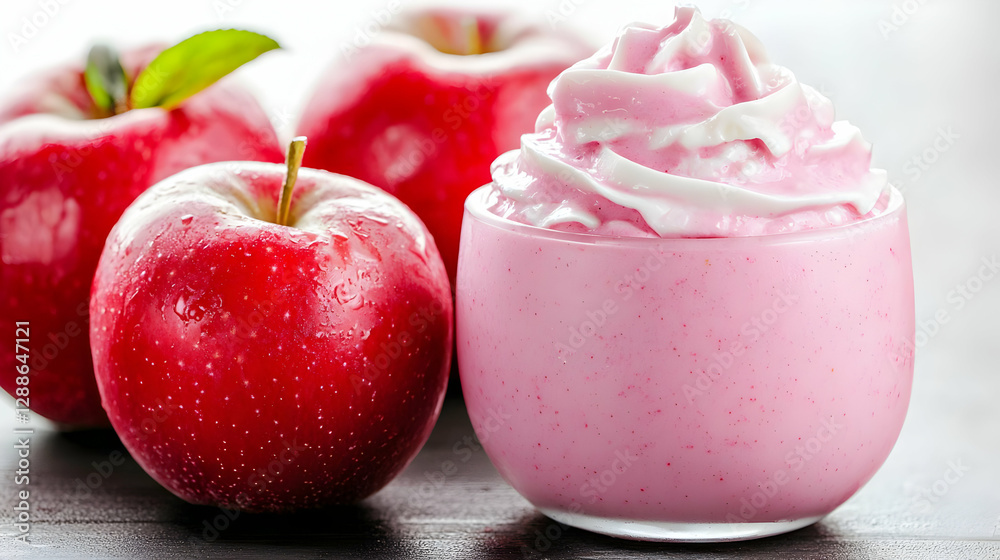 Creamy apple smoothie with fresh apples. Healthy breakfast or snack Creamy apple smoothie with fresh apples. Healthy breakfast or snack
