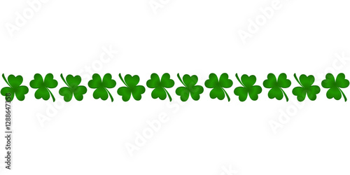 Green clover leaves arranged in a row, isolated on a transparent background. Perfect for St. Patrick's Day designs and holiday decorations. High resolution vector illustration