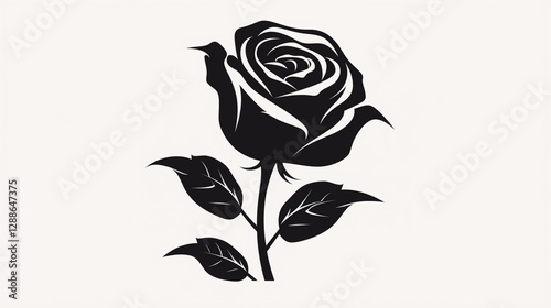 silhouette rose on white background