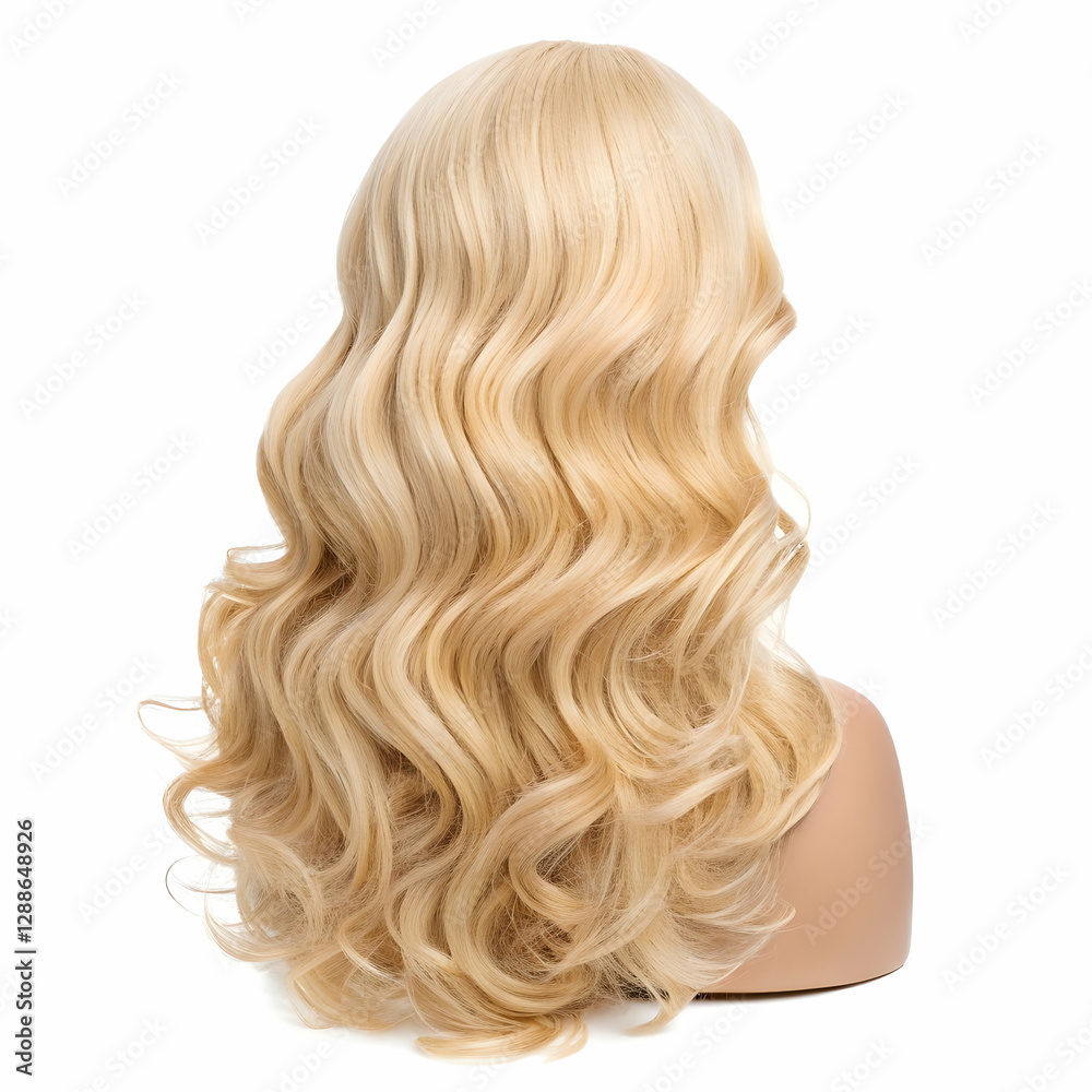 Fototapeta premium Blonde hair wig on a white isolated background