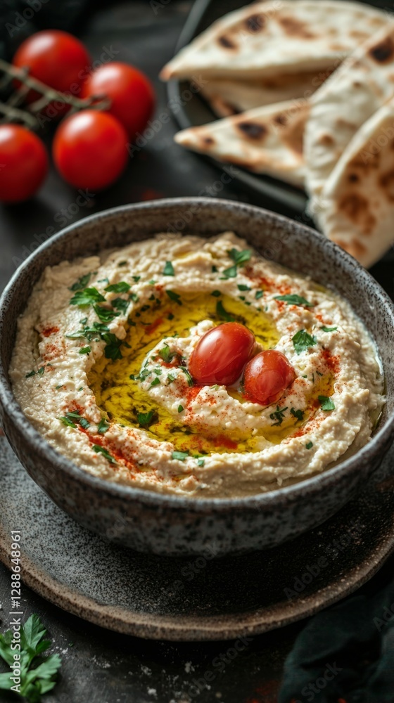 Savory Hummus with Cherry Tomatoes and Olive Oil Drizzle Savory Hummus with Cherry Tomatoes and Olive Oil Drizzle