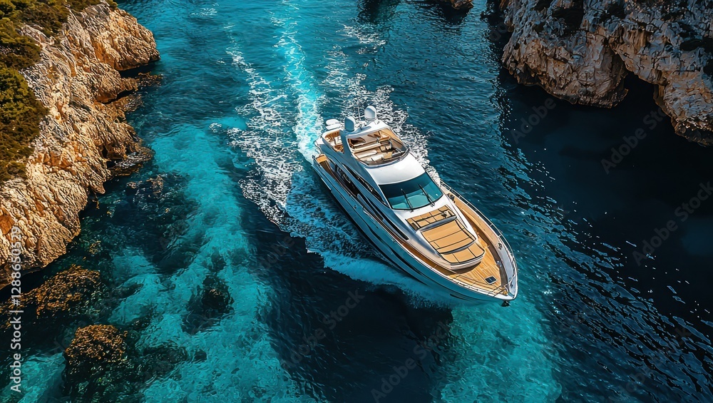 Obraz premium Luxury Yacht Cruising Through Azure Waters