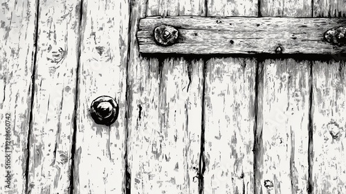 Wallpaper Mural Rustic wooden door texture with vintage knobs and weathered planks Torontodigital.ca