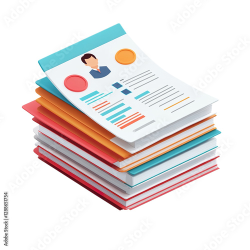 Modern Resume Stack with Transparent Background, PNG
