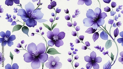 Seamless colorful Floral Pattern on White Background