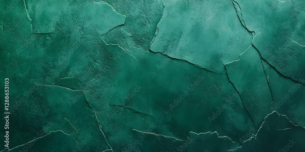 Naklejka premium Background of uneven and cracked green cement surface.