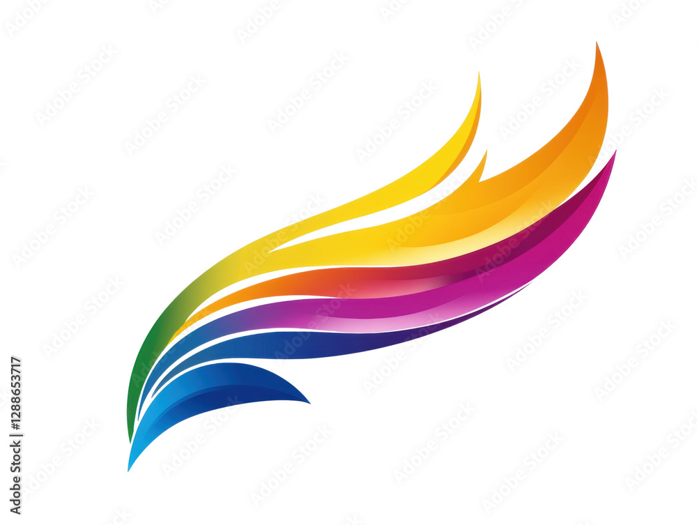 Obraz premium Colorful abstract feather design, white isolate background