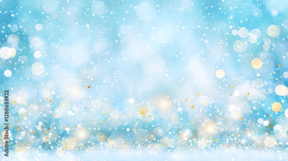 Winter Snow Background with Soft Bokeh Lights in Blue and Gold Shimmering Atmosphere Winter Snow Background with Soft Bokeh Lights in Blue and Gold Shimmering Atmosphere