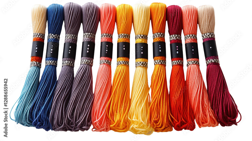 custom made wallpaper toronto digitalColorful embroidery threads, white isolate background