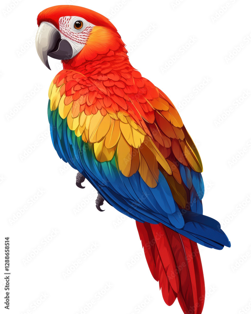 Fototapeta premium Colorful parrot on white isolated background