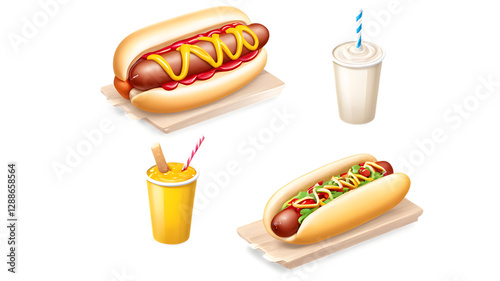hot dog with mustard and ketchup