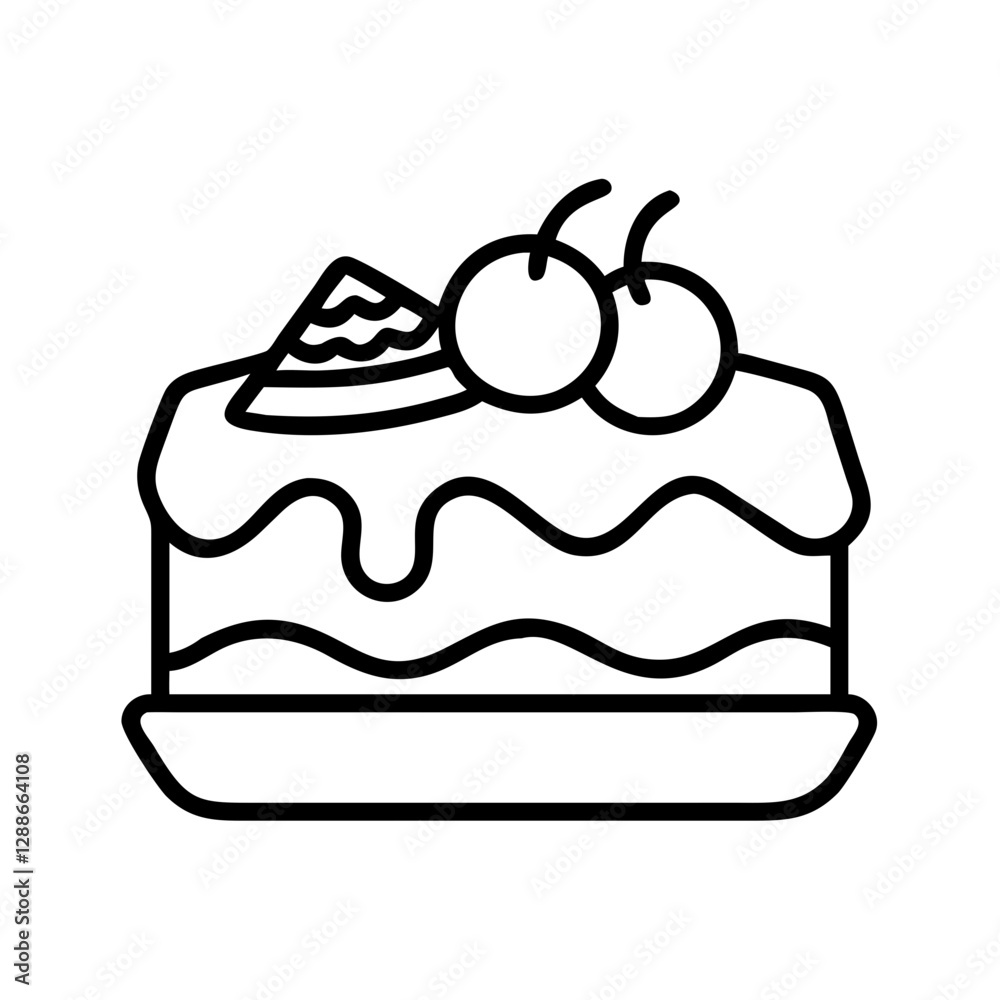 dessert icon, dessert line art - simple line art of dessert, perfect for dessert logos and icons dessert icon, dessert line art - simple line art of dessert, perfect for dessert logos and icons