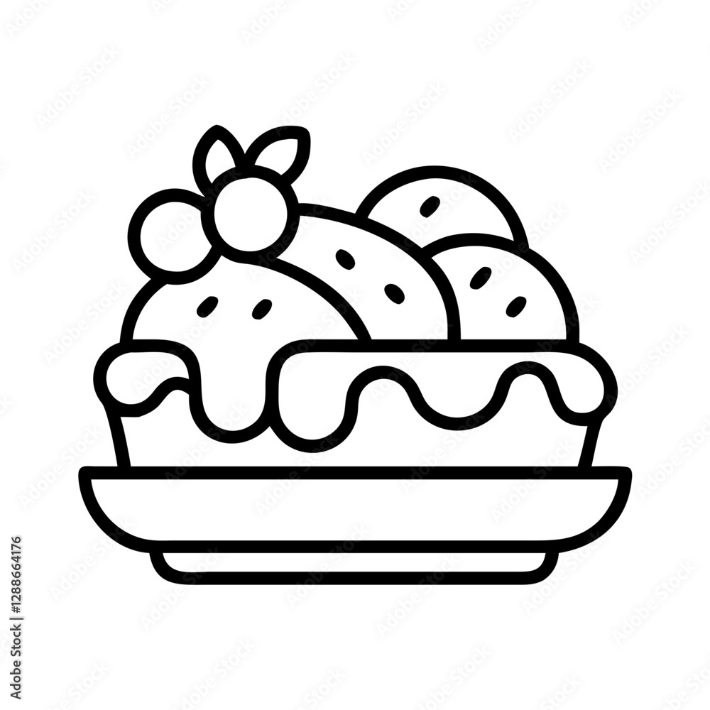 dessert icon, dessert line art - simple line art of dessert, perfect for dessert logos and icons dessert icon, dessert line art - simple line art of dessert, perfect for dessert logos and icons