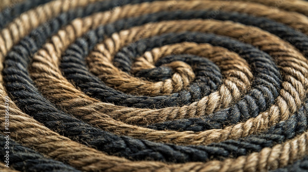 Detailed close-up of a woven doormat with an intricate spiral pattern, highlighting texture and craftsmanship Detailed close-up of a woven doormat with an intricate spiral pattern, highlighting texture and craftsmanship