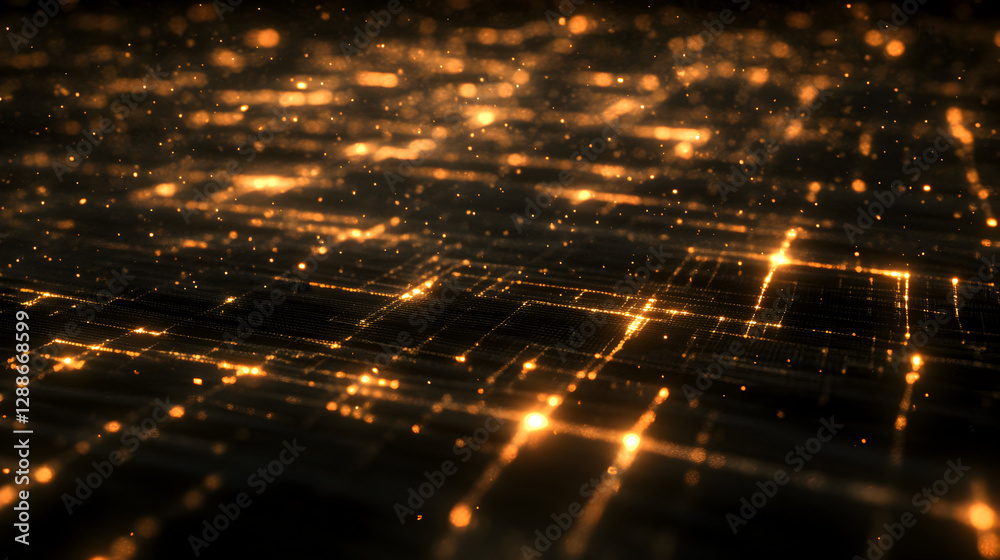Naklejka premium network pattern with glowing lines representing data connections, creating a sleek, modern tech texture against a dark background 