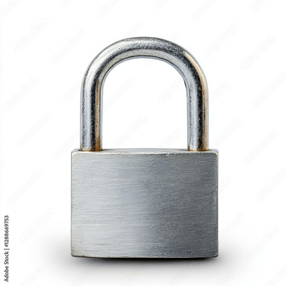 steel padlock with shiny finish and sturdy shackle, symbolizing security and protection steel padlock with shiny finish and sturdy shackle, symbolizing security and protection