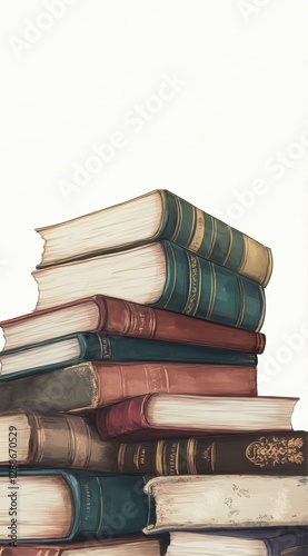 Stack of Literary Chronicles Rich in History and Knowledge Depicting Ancient Wisdom and Scholarly Pursuit