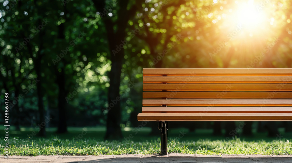 serene empty park bench bathed in dappled sunlight, inviting calm moments serene empty park bench bathed in dappled sunlight, inviting calm moments