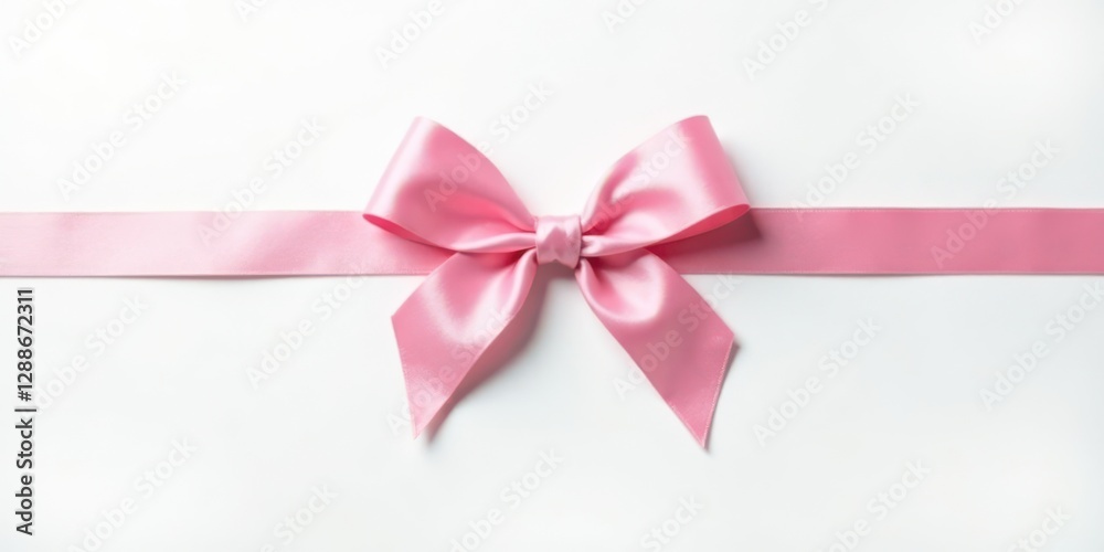 A Delicate Pink Satin Ribbon Bow on a Pristine White Background, Perfect for Elegant Designs and Festive Occasions A Delicate Pink Satin Ribbon Bow on a Pristine White Background, Perfect for Elegant Designs and Festive Occasions