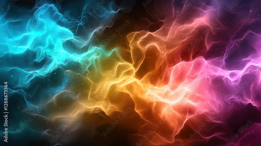 Fototapeta premium Fractal data streams in vibrant hues create mesmerizing visual effect