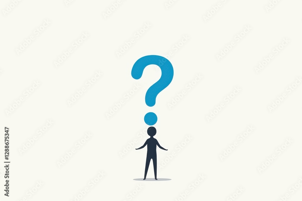 Contemplation A Small Figure Under a Large Question Mark, Pondering Life's Uncertainties and Seeking Answers Contemplation A Small Figure Under a Large Question Mark, Pondering Life's Uncertainties and Seeking Answers