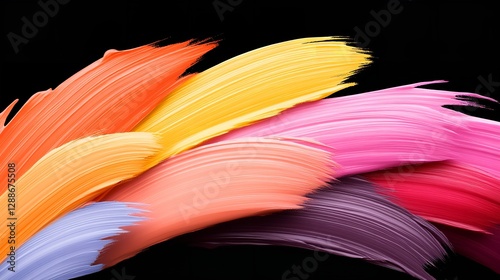 Colorful paint strokes create a vibrant abstract display against a dark background in a creative art setting