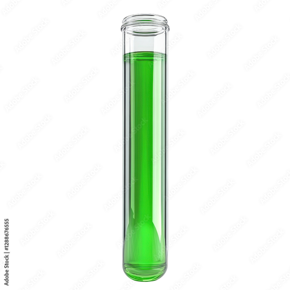 Green liquid in a glass test tube on a laboratory workbench with scientific equipment and tools isolated on transparent background. Green liquid in a glass test tube on a laboratory workbench with scientific equipment and tools isolated on transparent background.