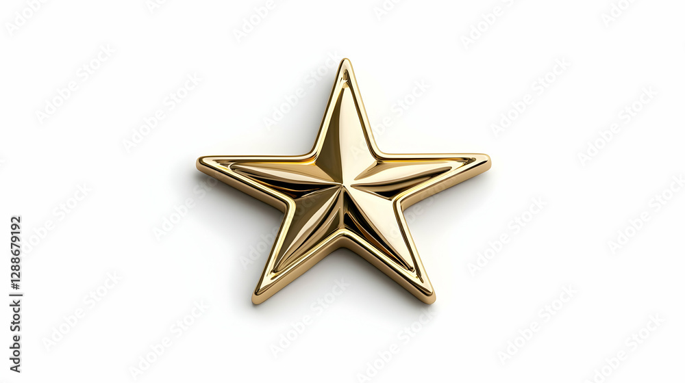 Gold Five Pointed Star on White Background Gold Five Pointed Star on White Background