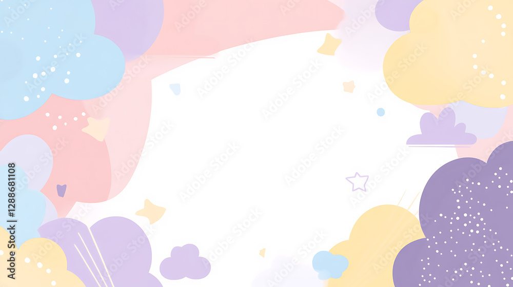 Abstract Pastel Colored Cloudscape Background with Stars and Gradient Blend Abstract Pastel Colored Cloudscape Background with Stars and Gradient Blend