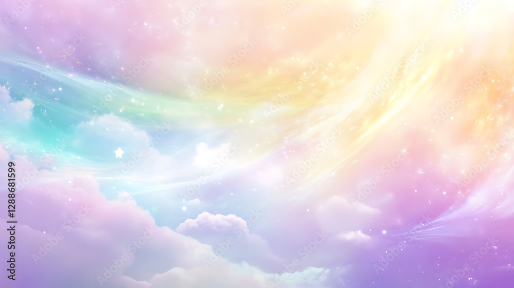 Fototapeta premium Abstract Pastel Sky With Clouds And Shimmering Light Displaying A Dreamy Fantasy Backdrop