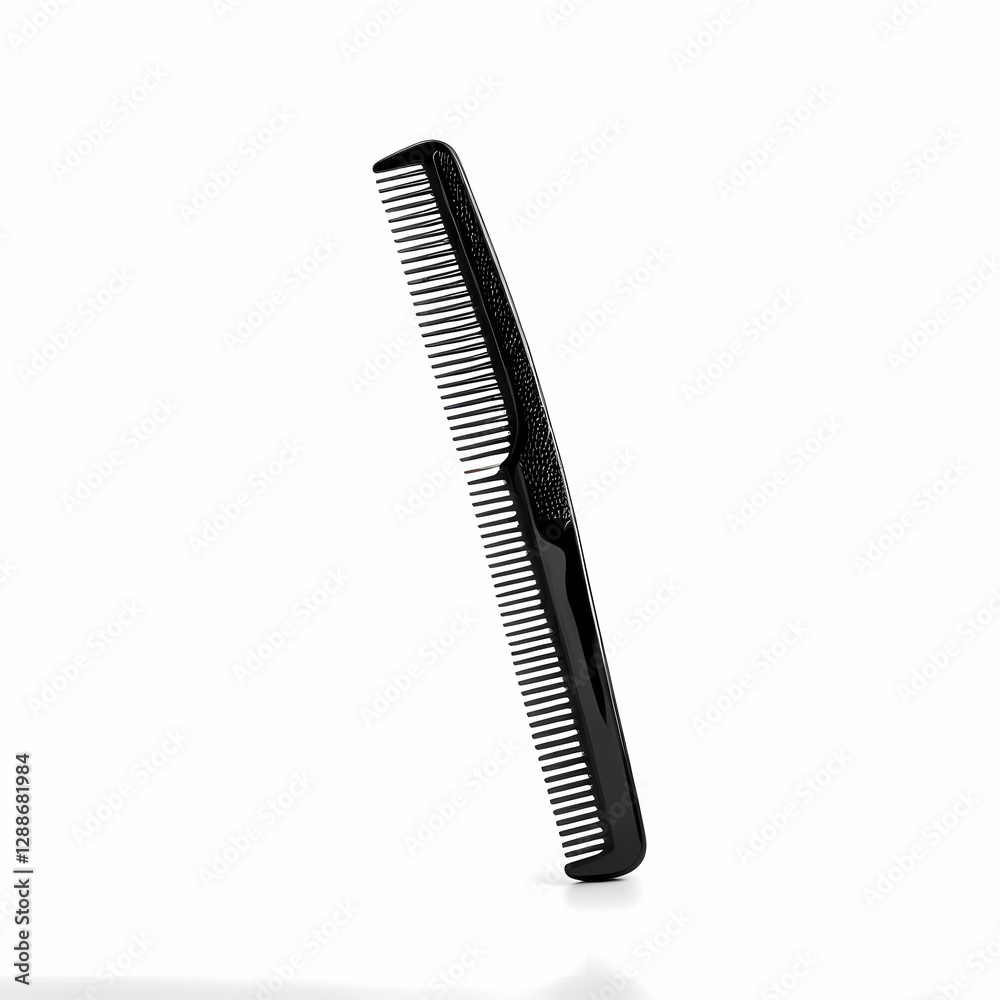 Black barber comb on plain white background. Simple, pro hair care tool. Black barber comb on plain white background. Simple, pro hair care tool.