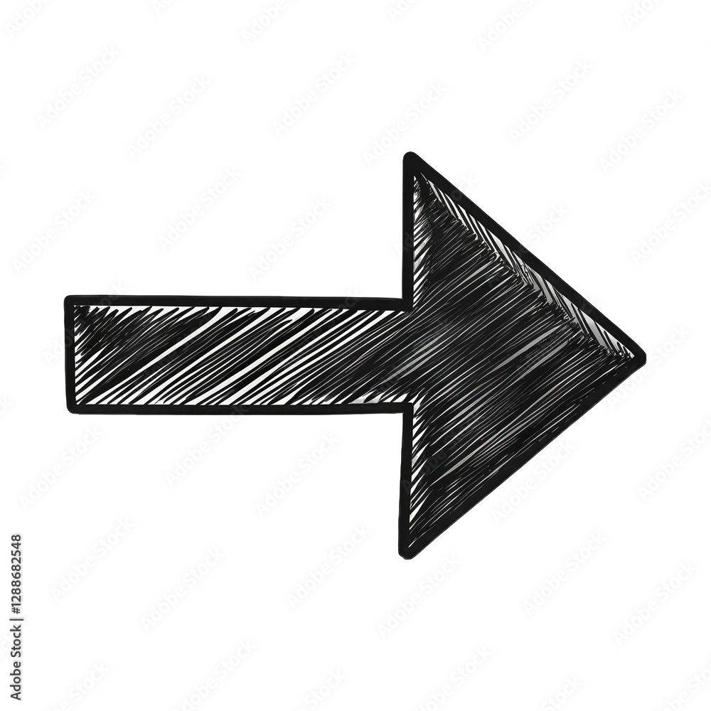 Fototapeta premium Hand-drawn Right Arrow Icon isolated on transparent background