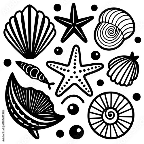seamless pattern with sea shells