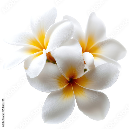 White and yellow plumes in a natural setting with soft focus background isolated on transparent background.