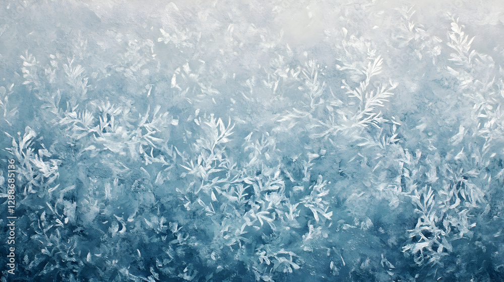 Fototapeta premium texture featuring icy blue and white brushwork resembling a frosty winter scene 