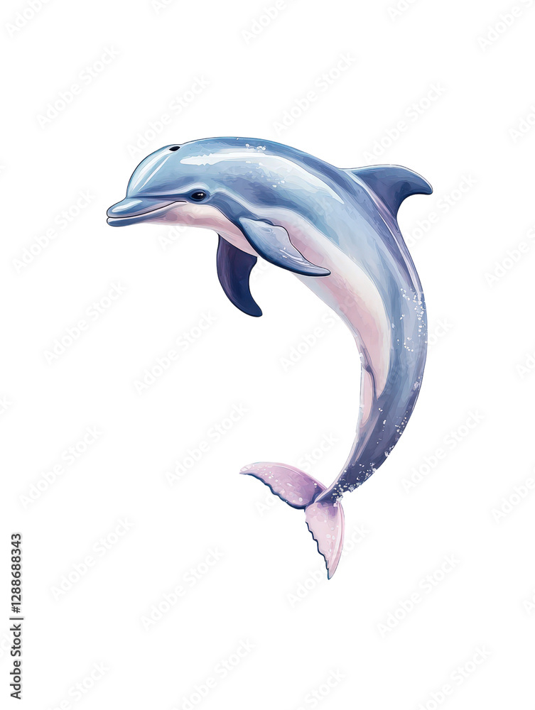 Obraz premium Dolphin jumping out of the water against a clear blue sky in a coastal environment isolated on transparent background.
