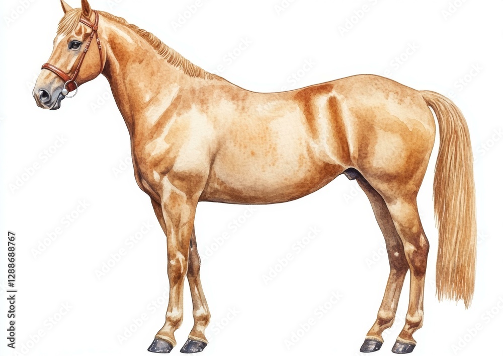 Obraz premium Elegant Equine Portrait Standing Gracefully Noble Animal Representation Artwork Illustration