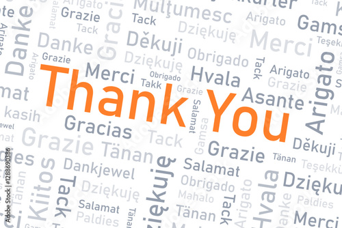 Thank you words in many languages. Different international language thank you word collage.