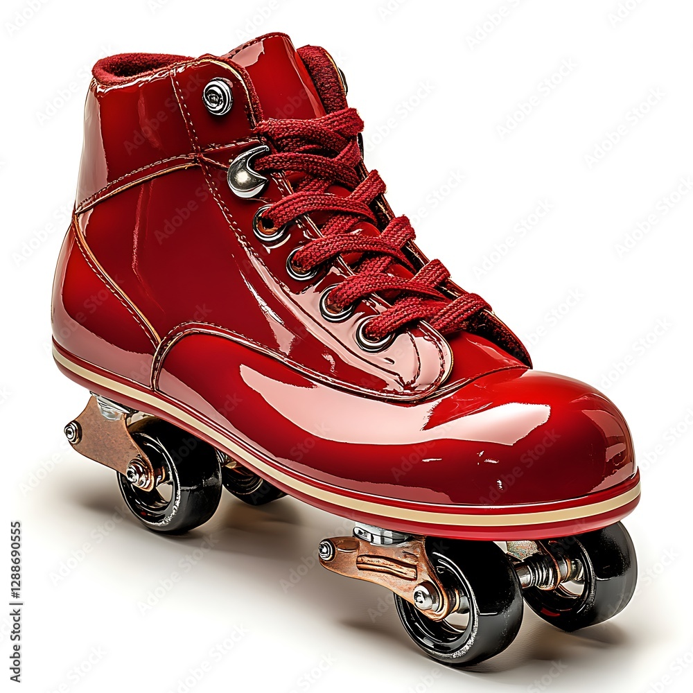 Red roller skate isolated on a white background, Red roller skate isolated on a white background,