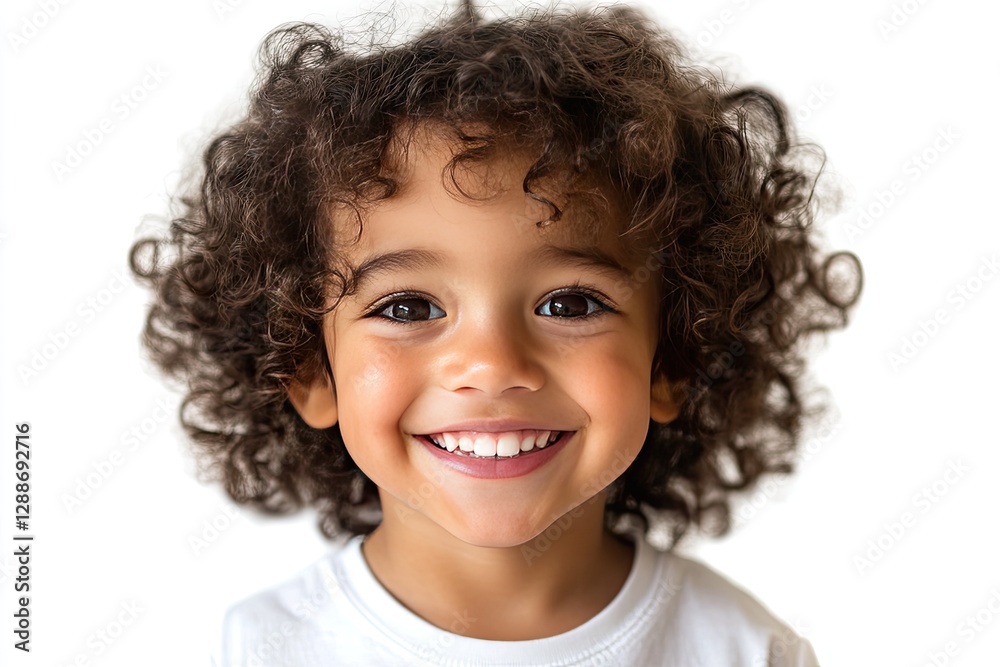 Happy child's smile against white backdrop Happy child's smile against white backdrop