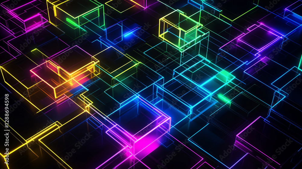 Colorful modern digital abstract 3D background with copy space Colorful modern digital abstract 3D background with copy space