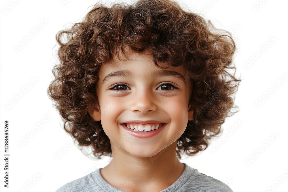 Smiling child with curly hair, studio portrait Smiling child with curly hair, studio portrait