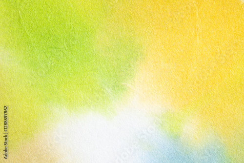 Abstract yellow watercolor style Japanese paper background materia
