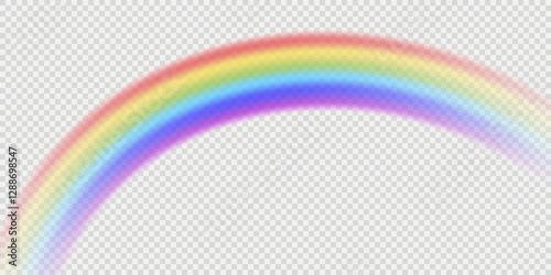 Rainbow on transparent background. Realistic rainbows in different shape and size. Rainbow, effect after rain. Vector illustration. Transparent rainbows. Downpour, hail rainy weather. png