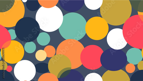 Abstract colorful random polka dot circles seamless pattern on white background